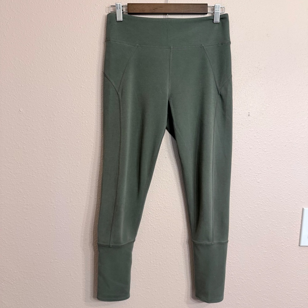 FP Movement Free People Olive Green High Rise Virgo Leggings Tulip Hem Size XL